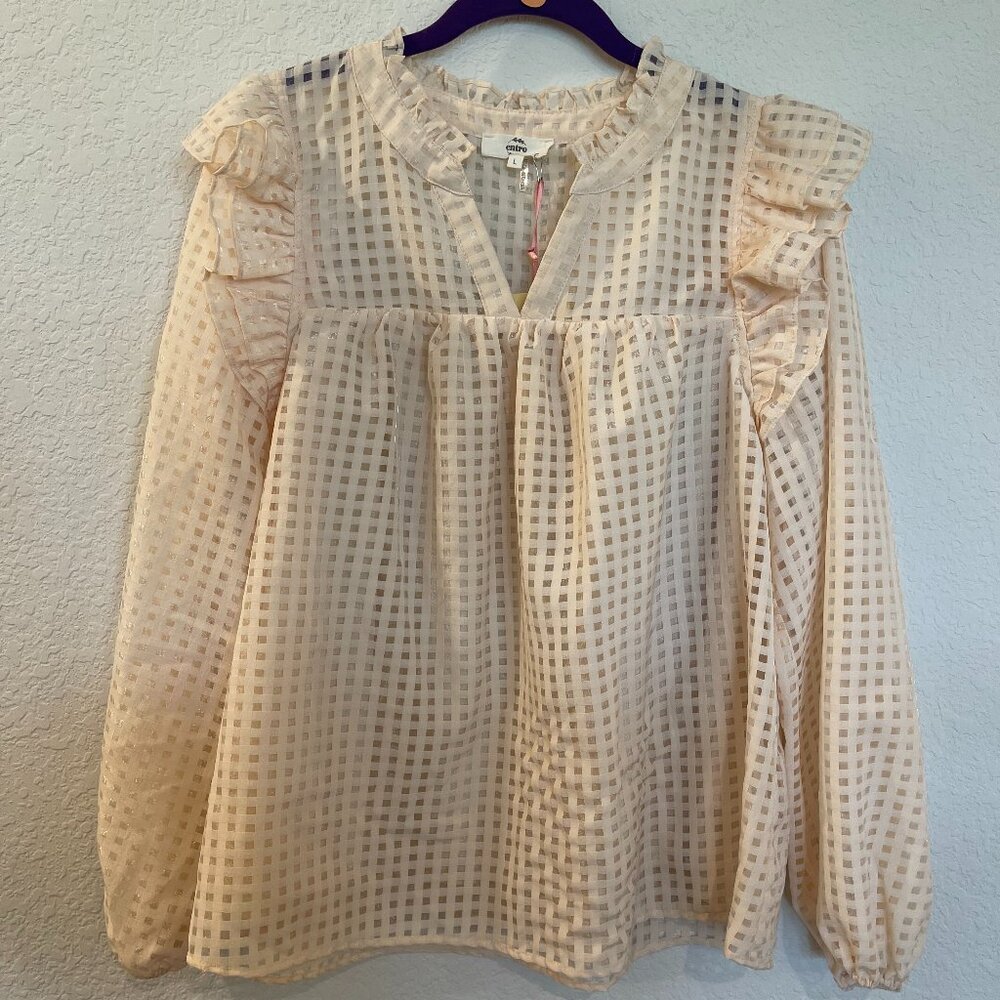 Entro Cream Checkered Blouse